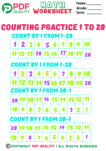 Counting practice 1 to 20(a) answer